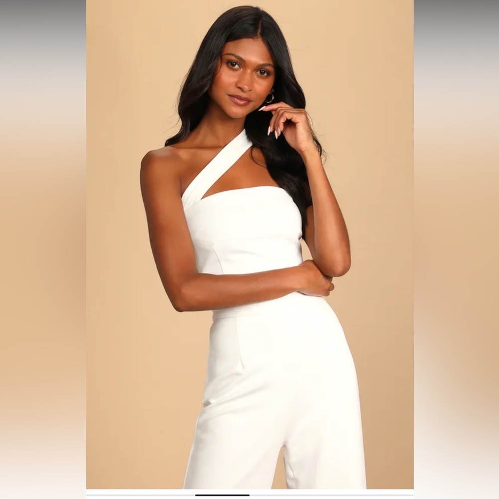 Lulu's White One-Shoulder Jumpsuit